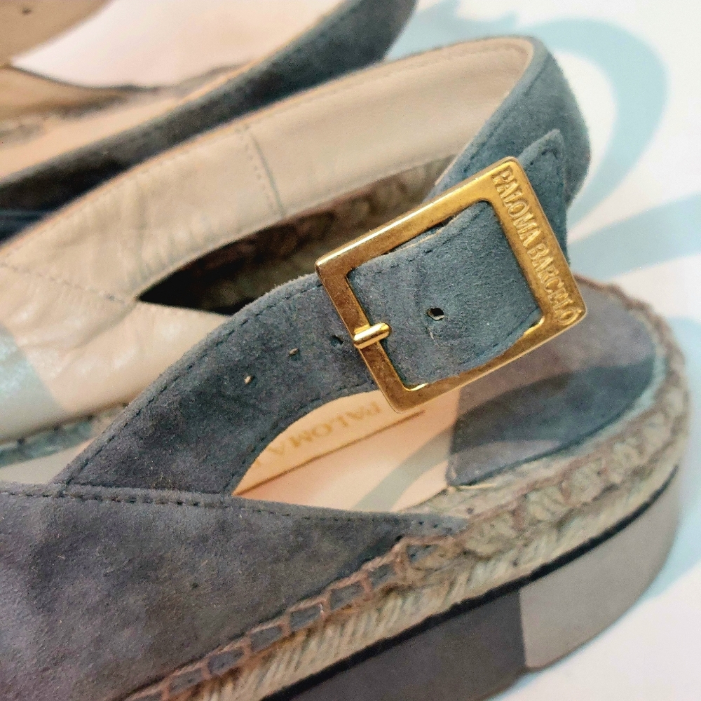 Paloma Barcelo grey microsuede espadrille flatform slingback sandals, EU41, new - Picture 6 of 15